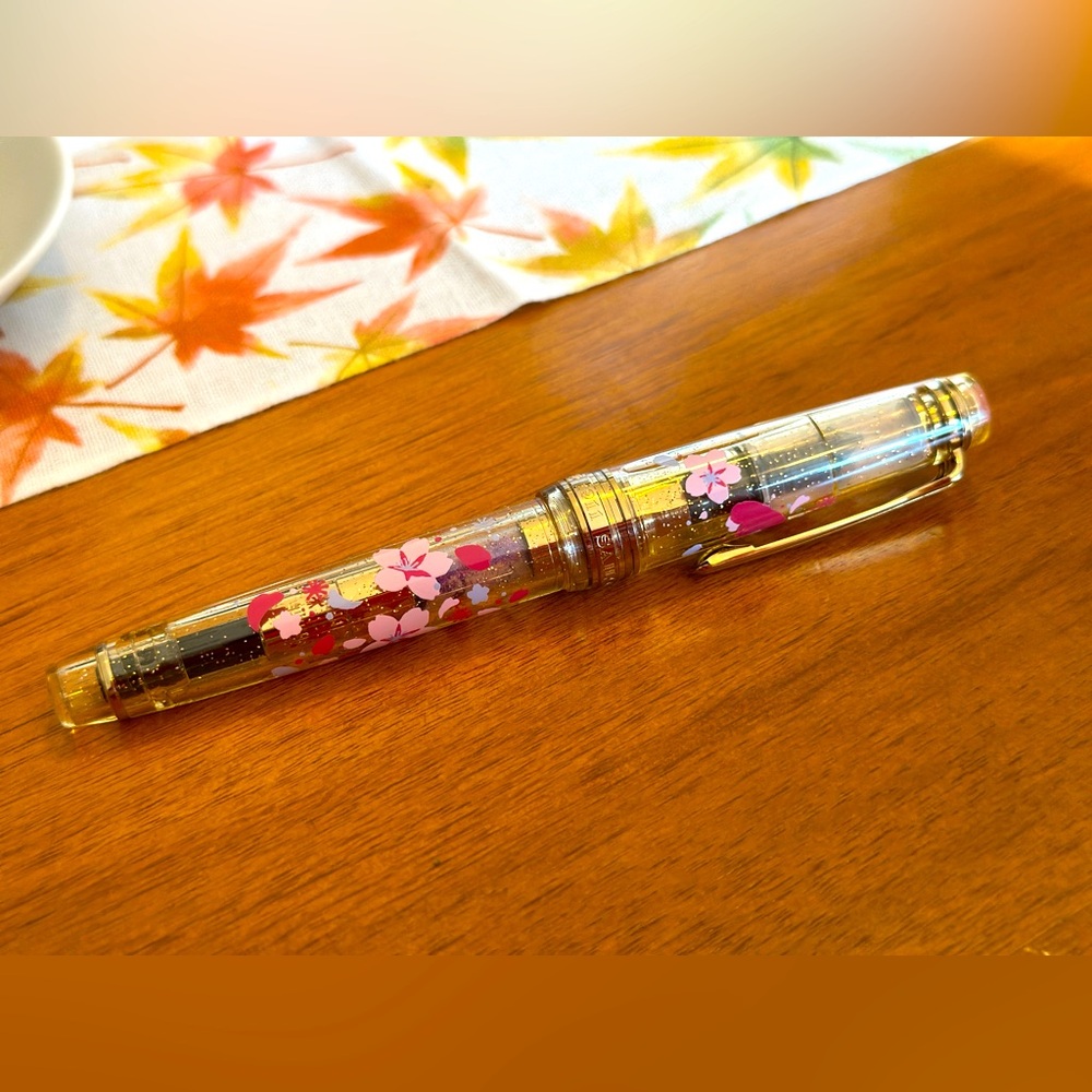 sailor 1911 pro gear sakura gold cherry blossom demonstrator fountain pen 14k